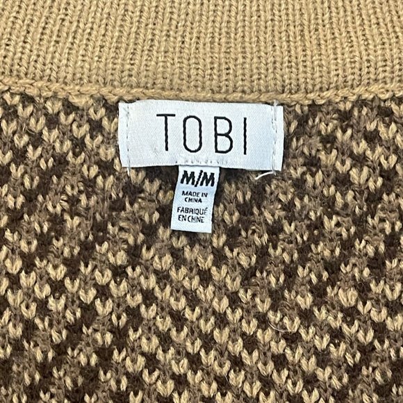 TOBI Brown Leopard Cheetah Animal Print Warm Cozy 3-Button V-Neck Cardigan Sz Md - Picture 4 of 4